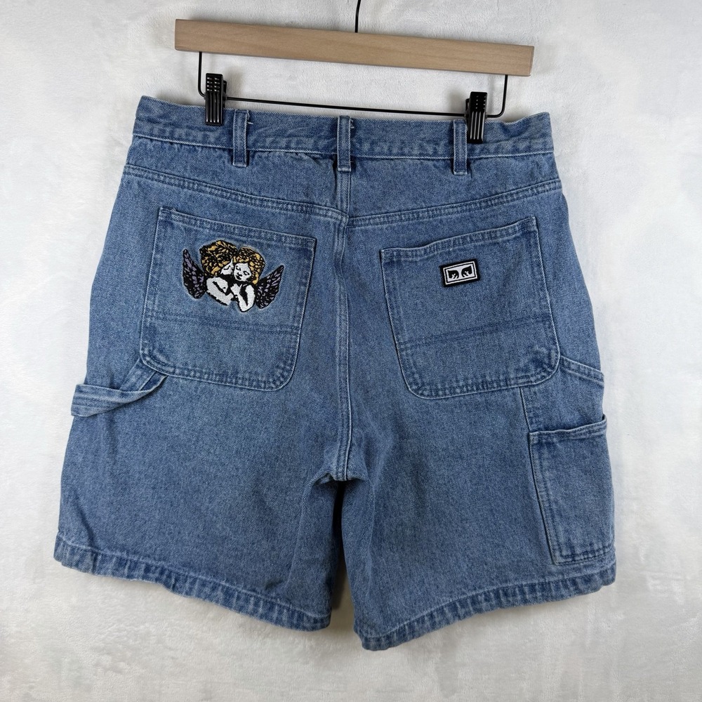 Obey Time Carpenter Denim Shorts Men's Size 30 Blue Jean Shorts Streetwear